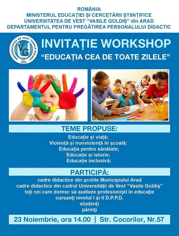 Invitatie workshop educatia cea de toate zilele