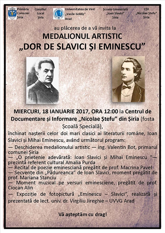 Medalionul artistic dor de slavici si eminescu