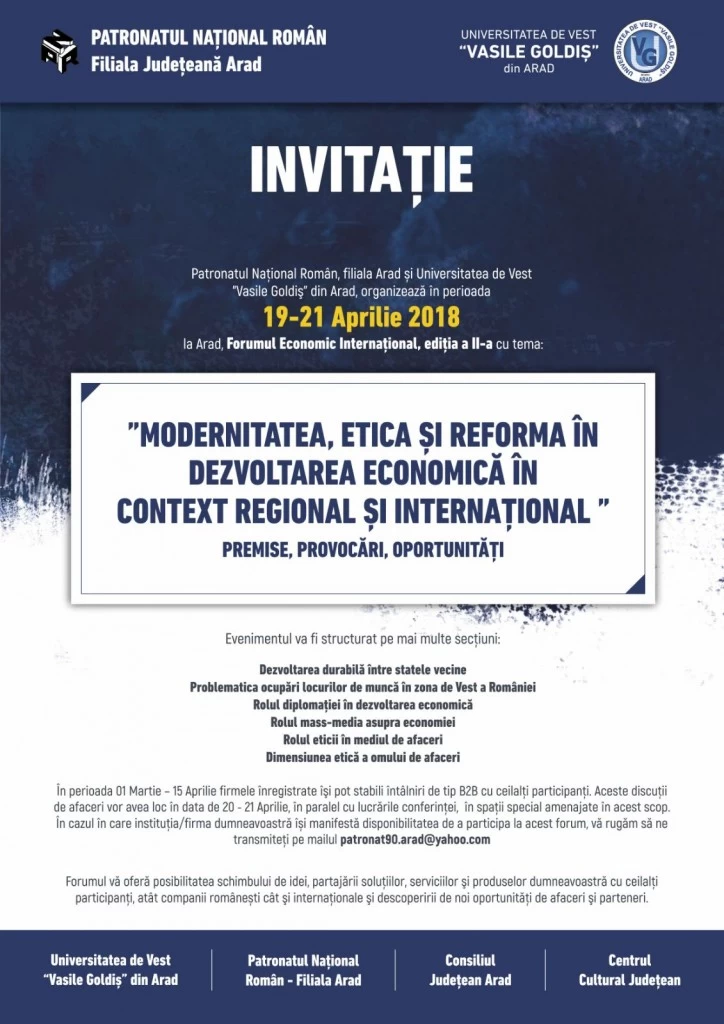 Modernitatea, etica si reforma in dezvoltarea economica in context regional si international
